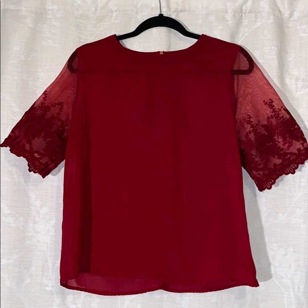 Red lacy blouse